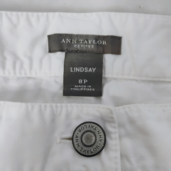 Ann Taylor Petite White Cargo Pants Womens 8 P Lindsay Straight Leg Casual P - Picture 6 of 6